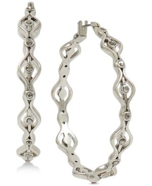 Lucky Brand Silver-tone Pave Openwork Hoop Earrings