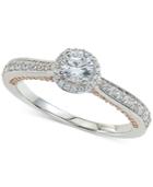 Diamond Halo Engagement Ring (3/4 Ct. T.w.) In 14k White And Rose Gold