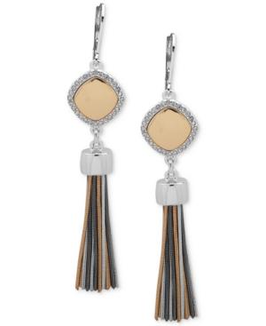 Nine West Tri-tone Pave & Chain Tassel Drop Earrings