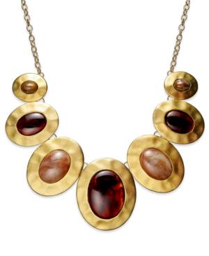 Style&co. Necklace, Gold-tone Hammered Pendant Statement Necklace
