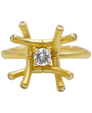 Kesi Jewels White Topaz (1/4 Ct. T.w.) & Diamond Accent Ring In 18k Gold-plated Sterling Silver