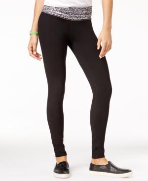 Material Girl Active Juniors' Printed-waist Yoga Leggings, Created For Macy's