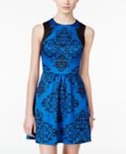 B Darlin Juniors' Printed Fit & Flare Scuba Dress