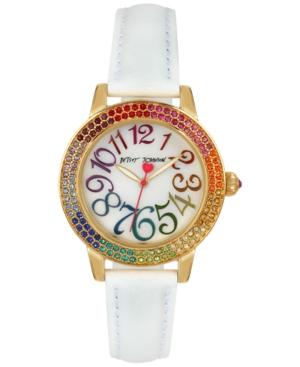 Betsey Johnson Women's White Leather Strap Watch 33mm Bj00251-13