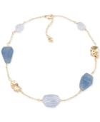Carolee Gold-tone Blue Lace Agate And Multi-color Stone Choker Necklace