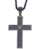 Esquire Men's Jewelry Diamond Accent Cross Pendant Necklace In Gunmetal And Black Ip Over Stainless Steel