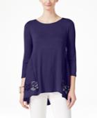 Joseph A Lace Peplum Three-quarter-sleeve Top
