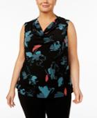 Nine West Plus Size Cowl-neck Printed Shell