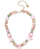 Betsey Johnson Gold-tone Pink Stone And Flower Collar Necklace