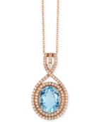 Effy Aquamarine (2-3/8 Ct. T.w.) & Diamond (3/8 Ct. T.w.) 18 Pendant Necklace In 14k Rose Gold