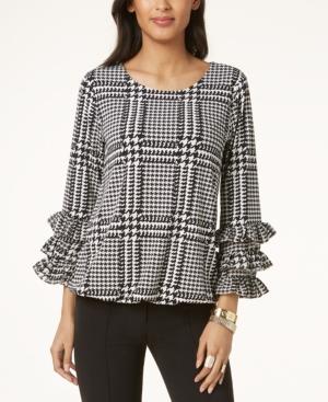 Alfani Printed Ruffle-sleeve Blouse, Created For Macy's