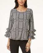 Alfani Printed Ruffle-sleeve Blouse, Created For Macy's