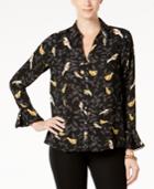 Charter Club Bird-print Blouse, Created For Macy's