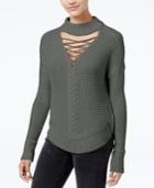 American Rag Juniors' Lace-up Choker Sweater, Created For Macy's