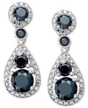 Sterling Silver Earrings, Black Diamond Pear-cut Earrings (1-1/2 Ct. T.w.)