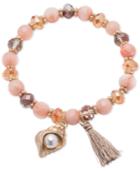 Lonna & Lilly Gold-tone Pink Beaded Charm Stretch Bracelet