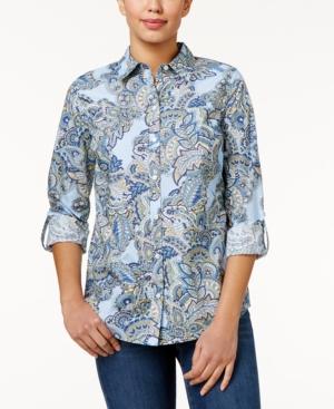 Charter Club Roll-tab Paisley-print Shirt, Only At Macy's