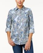 Charter Club Roll-tab Paisley-print Shirt, Only At Macy's