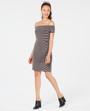 City Studios Juniors' Metallic Off-the-shoulder Bodycon Dress