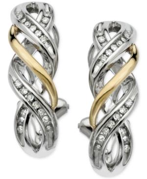 Diamond (1/5 Ct.t.w.) Twist Hoop Earrings In Sterling Silver & 14k Gold Over Sterling Silver