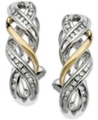 Diamond (1/5 Ct.t.w.) Twist Hoop Earrings In Sterling Silver & 14k Gold Over Sterling Silver