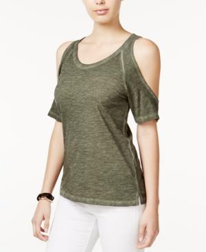 Sanctuary Heathered Cold-shoulder Top