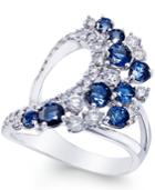 Sapphire (1-3/4 Ct. T.w.) And Diamond (3/4 Ct. T.w.) Drama Ring In 14k White Gold