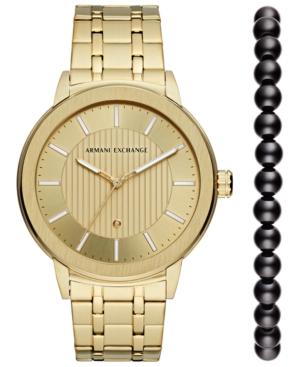Ax Armani Exchange Men's Maddox Gold-tone Stainless Steel Bracelet Watch 46mm Box Set
