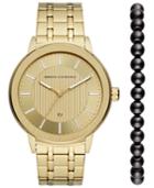 Ax Armani Exchange Men's Maddox Gold-tone Stainless Steel Bracelet Watch 46mm Box Set