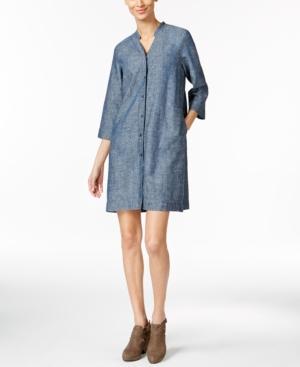 Eileen Fisher Hemp-organic Cotton Chambray Shirtdress