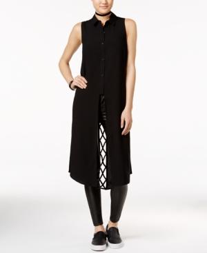 Material Girl Juniors' Lattice-back Tunic Shirt, Only At Macy's