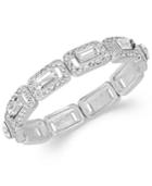 Charter Club Silver-tone Crystal Baguette Stretch Bracelet