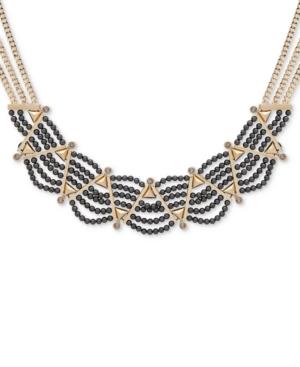 Givenchy Gold-tone Black Imitation Pearl Statement Necklace