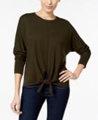 Style & Co Tie-front Sweater, Created For Macy's
