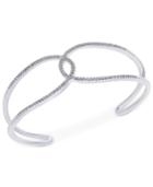 Inc International Concepts Silver-tone Interlocking Pave Open Cuff Bracelet, Only At Macy's