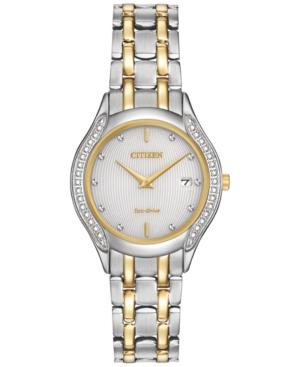 Citizen Women's Eco-drive Diamond Accent Two-tone Stainless Steel Bracelet Watch 27mm Ga1064-56a