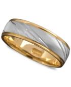 Men's 14k Gold And 14k White Gold 6mm Ring, Flash Band (size 6-13)