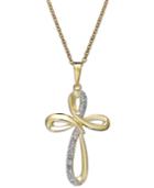 Diamond Cross Pendant Necklace In 18k Gold Over Sterling Silver (1/10 Ct. T.w.)