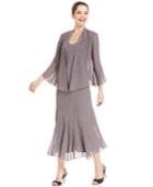 R & M Richards Sleeveless Beaded V-neck Dress And Jacket
