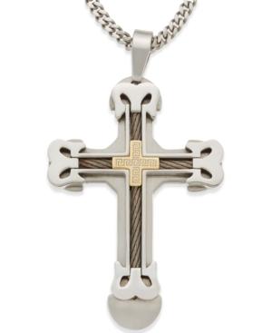 Men's Cross Pendant Necklace In Gold Ion-plated Stainless Steel