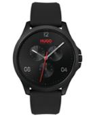 Hugo Men's #risk Black Rubber Strap Watch 41mm