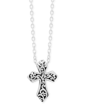 Lois Hill Decorative Scroll Cross 16 Pendant Necklace In Sterling Silver