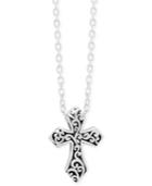 Lois Hill Decorative Scroll Cross 16 Pendant Necklace In Sterling Silver