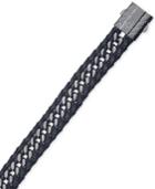 Esquire Men's Jewelry Black Leather Curb-style Bracelet In Gunmetal Ip Over Stainless Steel, First At Macy's