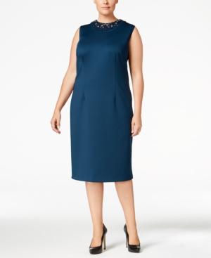 Sl Fashions Plus Size Embellished Sheath Dress