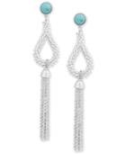 Lucky Brand Silver-tone Stone Fringe Drop Earrings