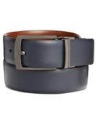 Perry Ellis Men's Leather First Navy Reversible Belt