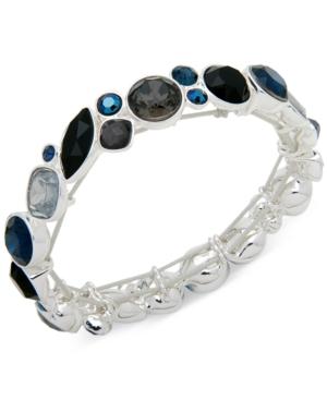 Nine West Silver-tone Multi-stone Stretch Bracelet