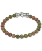 Esquire Men's Jewelry Unakite Bead Bracelet In Sterling Silver, Created For Macy's