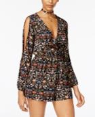 Material Girl Juniors' Printed Cold-shoulder Romper, Only At Macy's